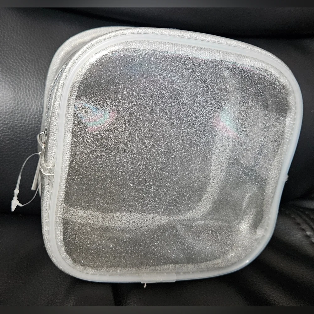 Silver Glitter Small Cosmetic Bag NWOT